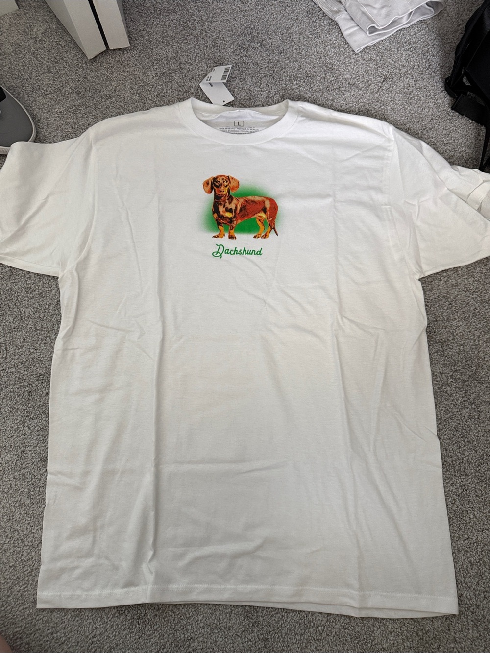 Urban Outfitters White Tee with Colorful Dachshund Graphic